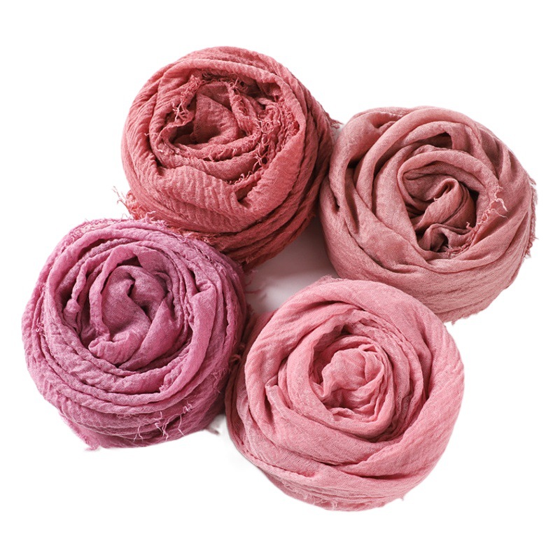 Cross-Border Pure Color Ring Velvet Tr Cotton Monochrome Wrinkled Scarf Women's Baotou Shawl Manufacturer Spot Wholesale