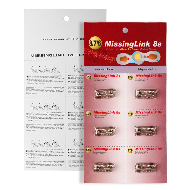 Paper Card 6 Paid Bicycle Variable Speed Chain Connector Magic Buckle Chain Buckle 6 Speed 7 Speed 8 Speed 9 Speed 10 Speed Silver
