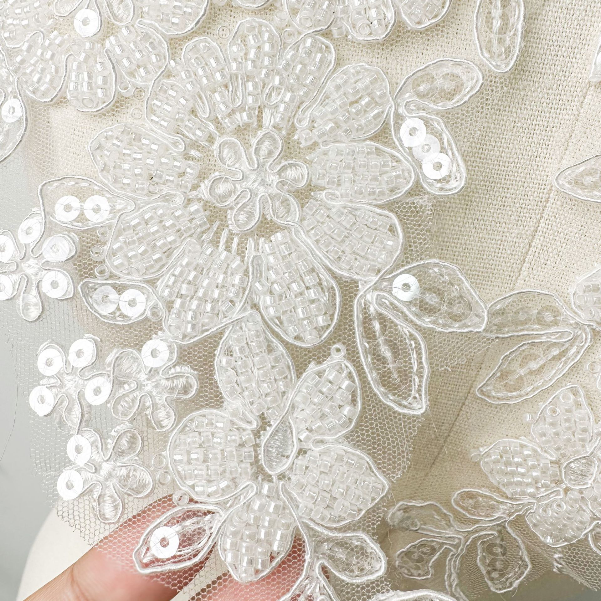 Picture of Cross-border European and American beaded sequined embroidered flower applique new luxury wedding dress decoration hand sewing accessories accessories