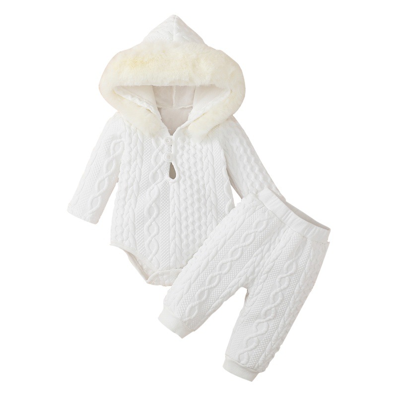 Picture of Cross-Border E-Commerce Specializes in Amazon Temu Baby Newborn Tiktok Winter Hooded Rompers Two-Piece Set