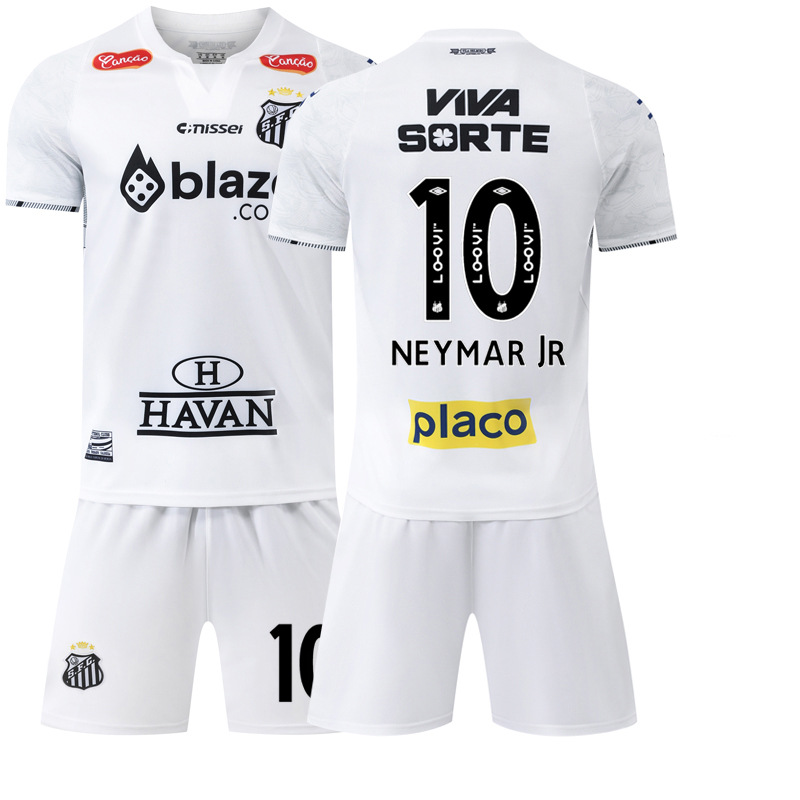 Picture of 2425 Sportswear No.10 Neymar Jersey White Brazilian League Away Stripes Santos Home Football Suit