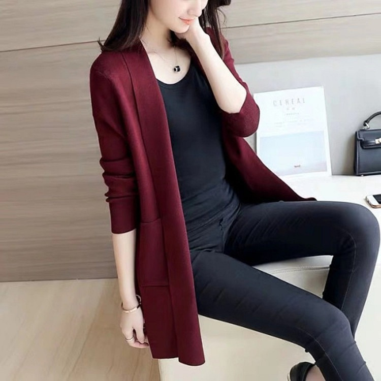Picture of Mid-length sweater coat women's sweater cardigan 2023 Spring and Autumn new women's Korean style loose solid color top fashion