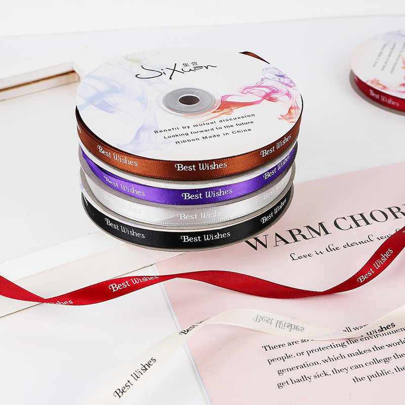 1cm English silk best with bouquet ribbon flower packaging ribbon gift baking decoration ribbon floral material