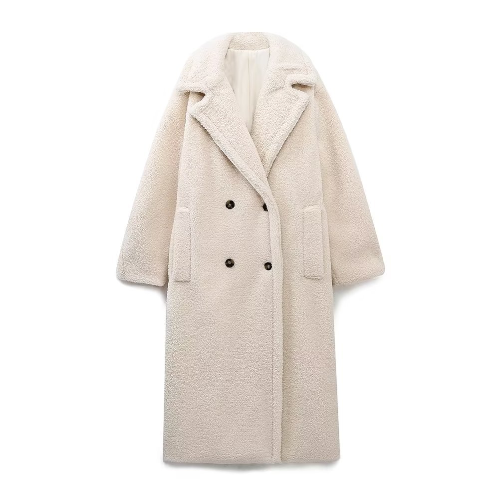 Picture of 2023 autumn and winter New European and American cross-border Women's solid color casual long fleece coat warm lamb wool coat