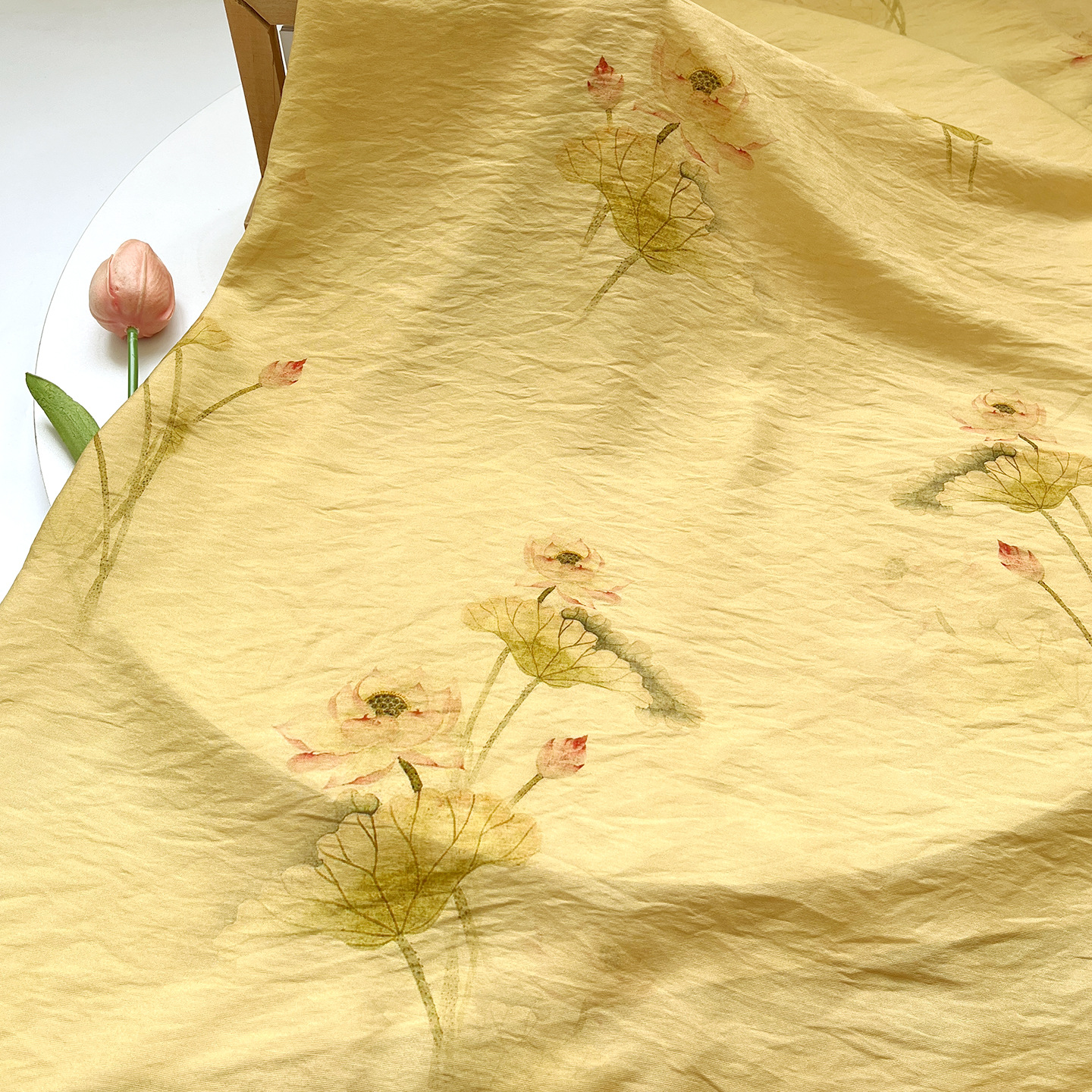 Lotus Source New Chinese Style Digital Printed Fabric Brocade Cotton Fabric Cheongsam Dress Top Hanfu Fabric