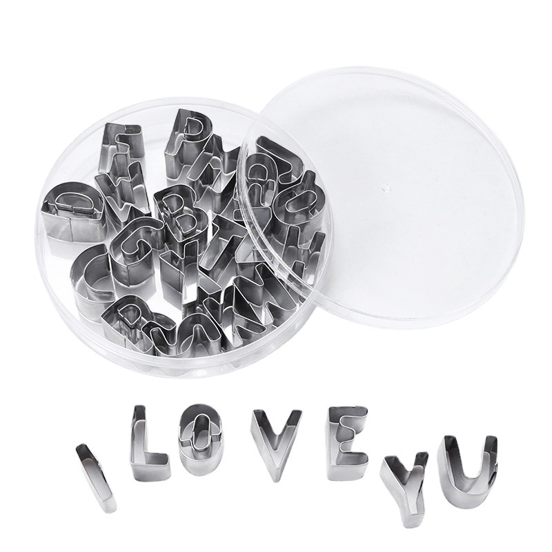Fondant Cookies Cake Mold Fruit and Vegetable Cutting Mold Stainless Steel 26 Letters DIY Biscuit Mold Baking Tools