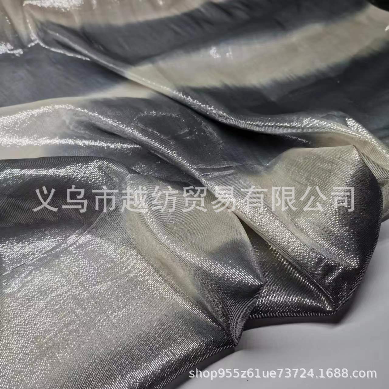 Picture of Silver Leather Gradient Mulberry Silk Georgette Fabric 10mm Wide Fashion Silk Fabric