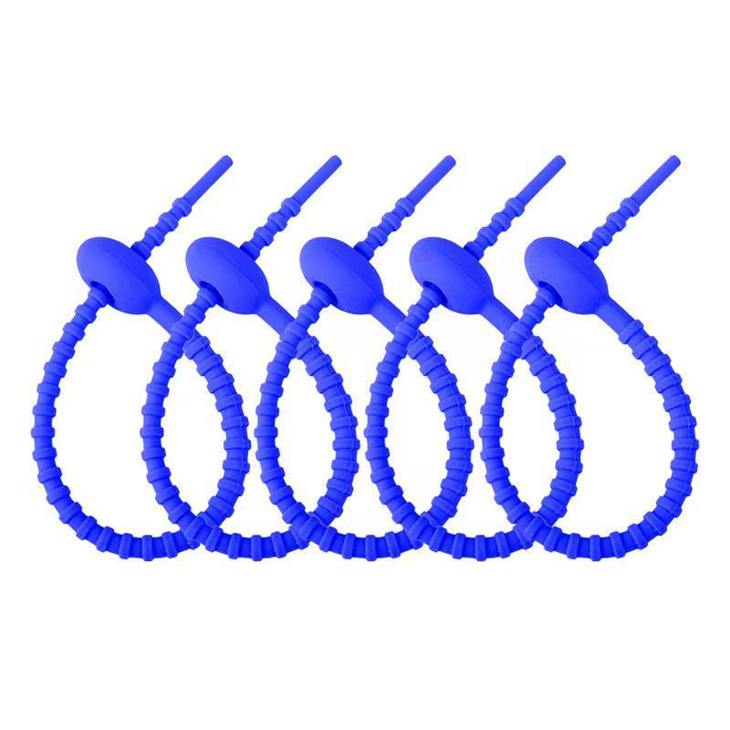 Picture of Self-locking storage soft rubber rope cartoon diy key ring silicone cable tie color data cable tie can be reused