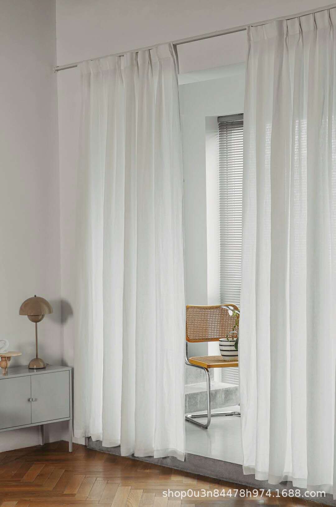 Pure Linen Native White Curtain Fabric French Linen Native White Enzyme Washable Wide Fabric Thin Linen Curtain Fabric
