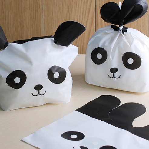 New Panda Baking Dessert Candy Bread Bag Black Big Eye Rabbit Ear Biscuit Plastic Packaging Bag