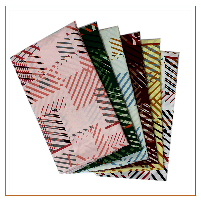 Four-sided elastic printing foreign trade European and American striped plaid printed cloth dress shirt chiffon fabric polyester fabric