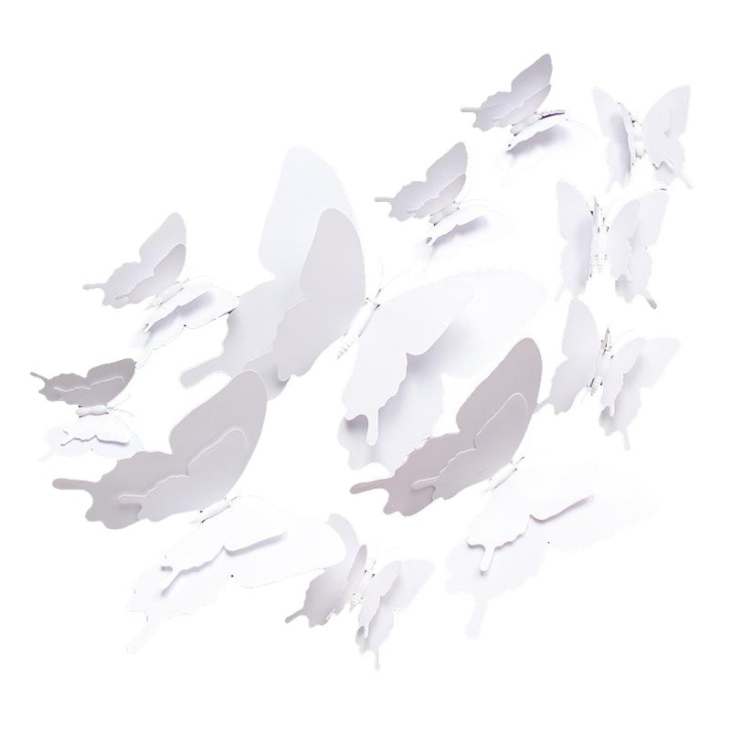 White butterfly double layer 12 3d butterfly wall stickers party wedding decoration home decoration simulation butterfly decoration