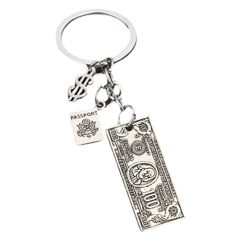 New European and American Style Old Portrait $100 Keychain Style Personalized Gift Key Ring Hot Cross-Border
