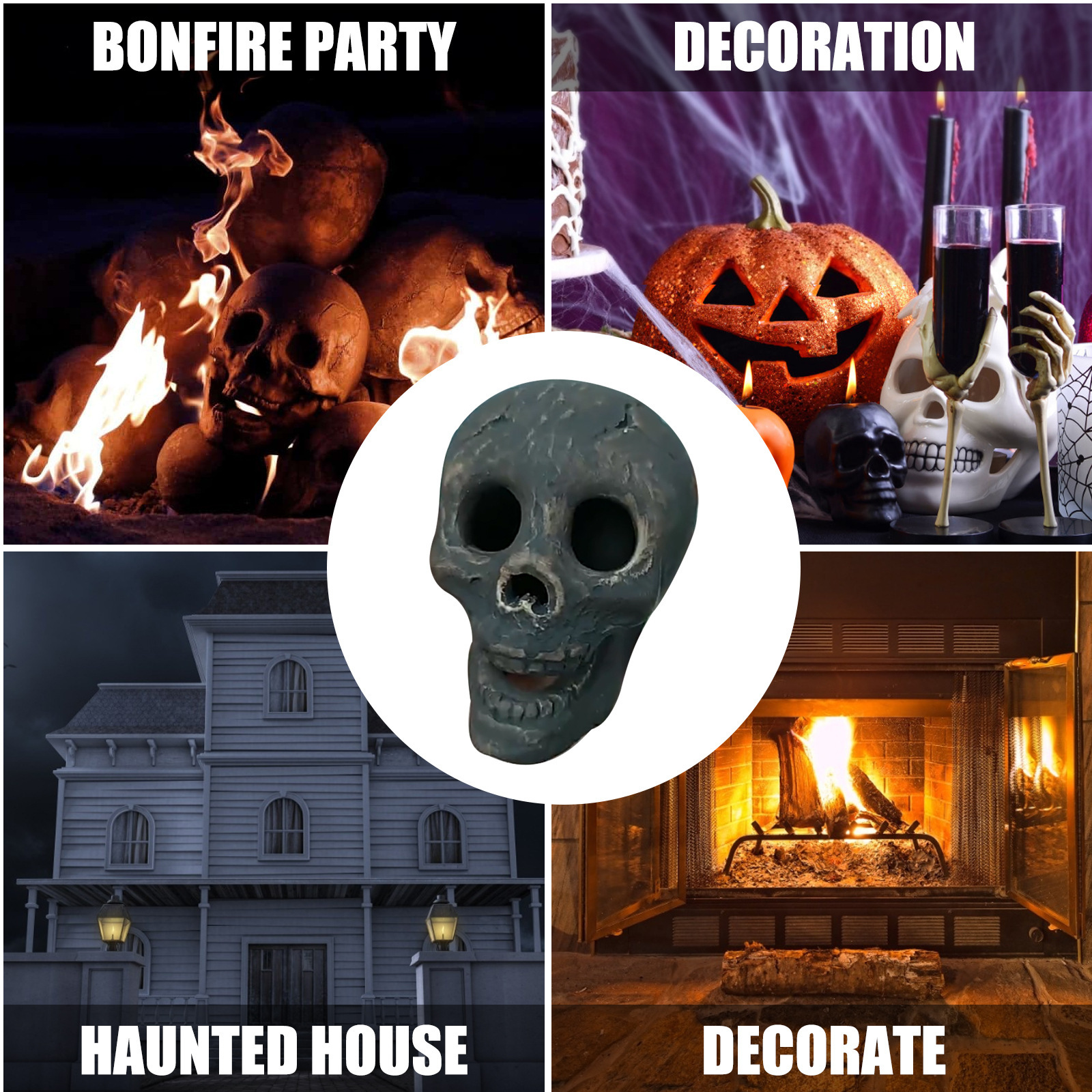 Picture of Cross-border foreign trade Halloween simulation skull stove barbecue party decoration props horror ceramic ornaments
