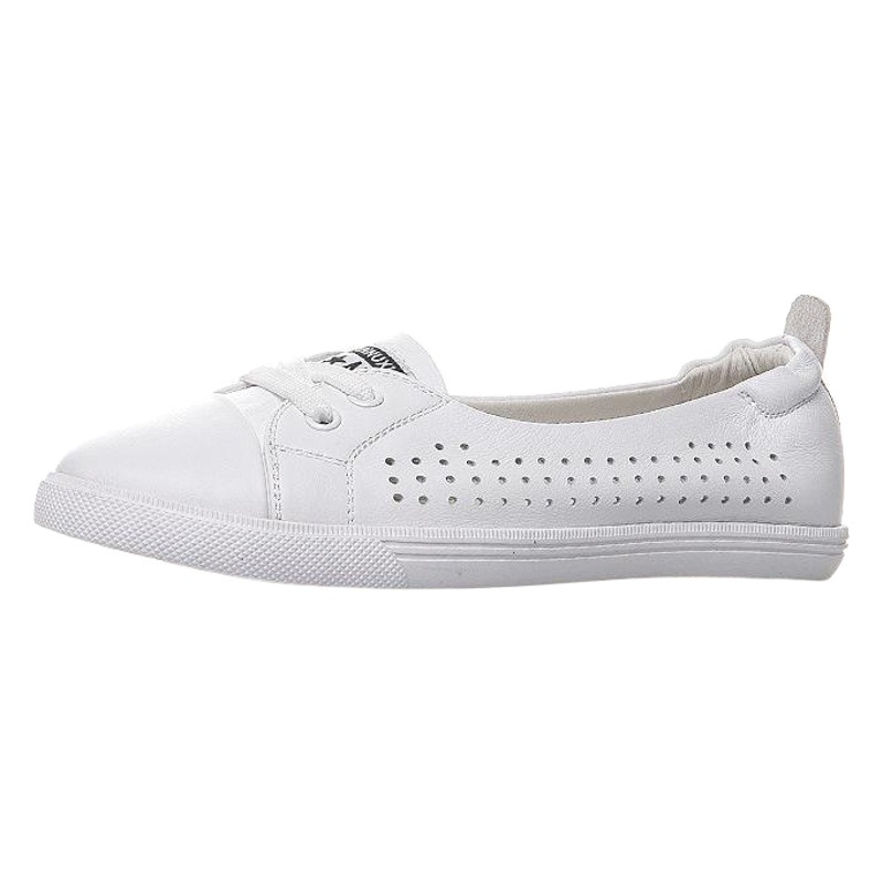 Shallow Mouth Slip-On Genuine Leather White Shoes for Women 2025 Spring and Summer New Versatile Casual Lazy Loafers Student Shoes