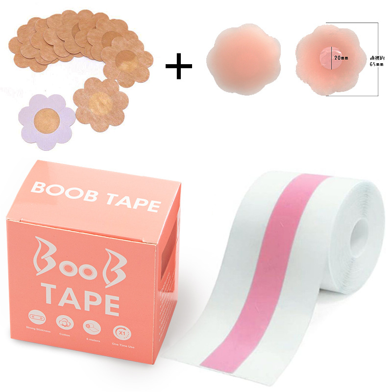 Transparent Pu chest pad silicone breast pad cross-border invisible lifting strap rabbit ears plus size chest pad boob tape