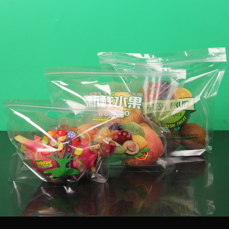 Fruit fresh-keeping bag self-sealing bag fresh fruit bag handbag fruit packaging bag self-standing bag spot wholesale