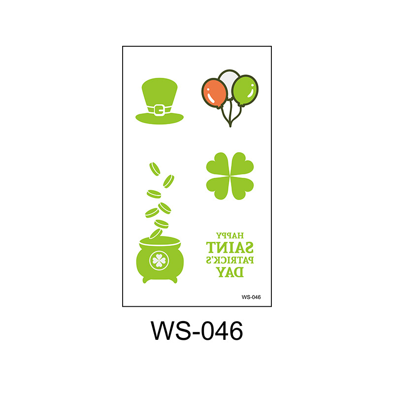 Picture of Cross-border Source Waterproof Sweat Green Hat Clover Face Irish Day Sticker St Patrick's Day Tattoo Sticker