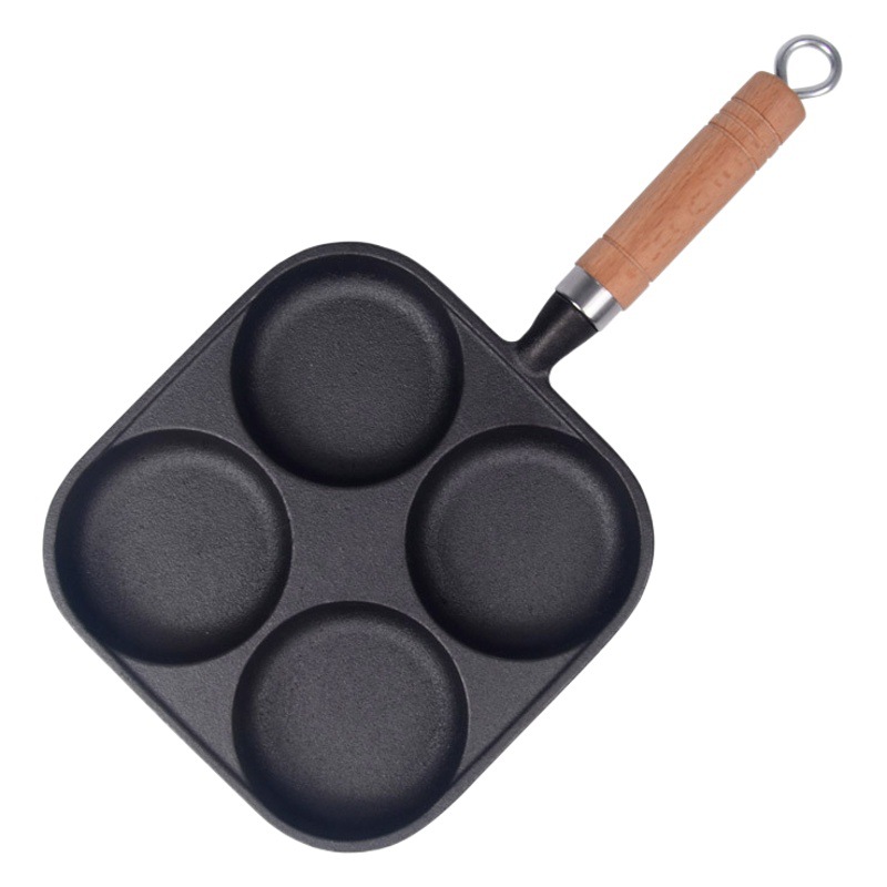 Cast iron square four-hole egg frying pan egg hamburger mold pan household non-stick pan cross-border mini breakfast pot