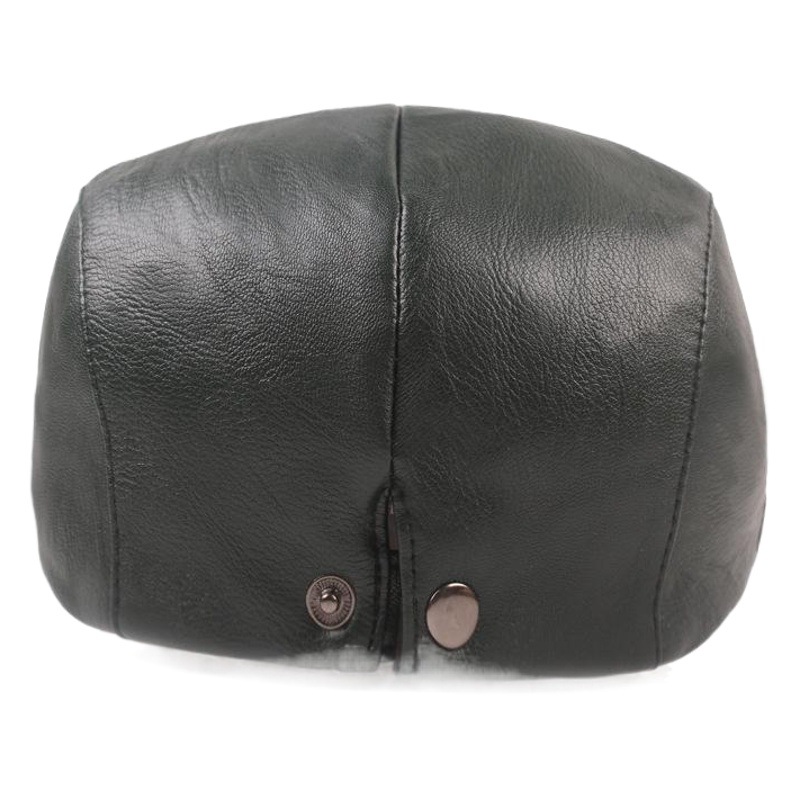 Leather peaked cap men's leather cap PU forward cap artistic youth beret middle-aged men's leather cap men's hat