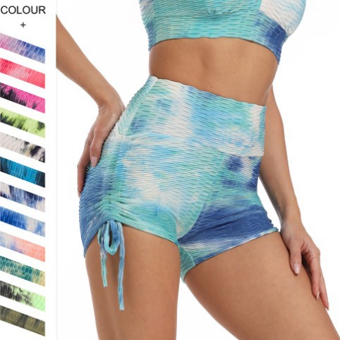 2025 European and American Amazon Quality Thickeneded New Popular Jacquard Sweat-Absorbent Tie-Dye Sports Fitness Yoga Shorts for Women