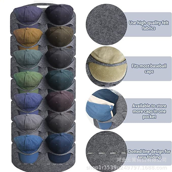 in stock straight hair solid color cross-border new felt hat storage hanging bag cap finishing bag 7 14 door back wall