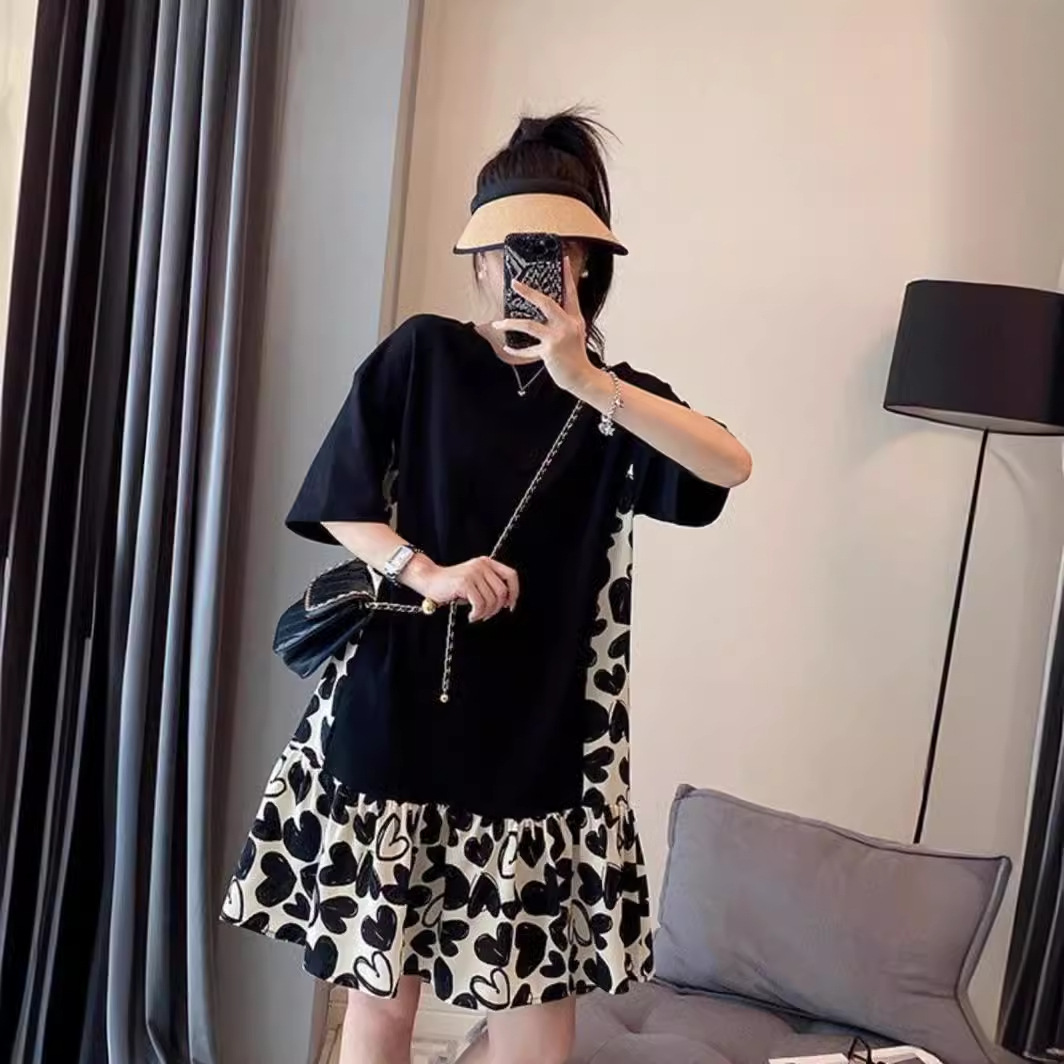 Maternity dress Summer plus size Love dress Summer New Korean Style Floral Dress Pregnant Women's Dress