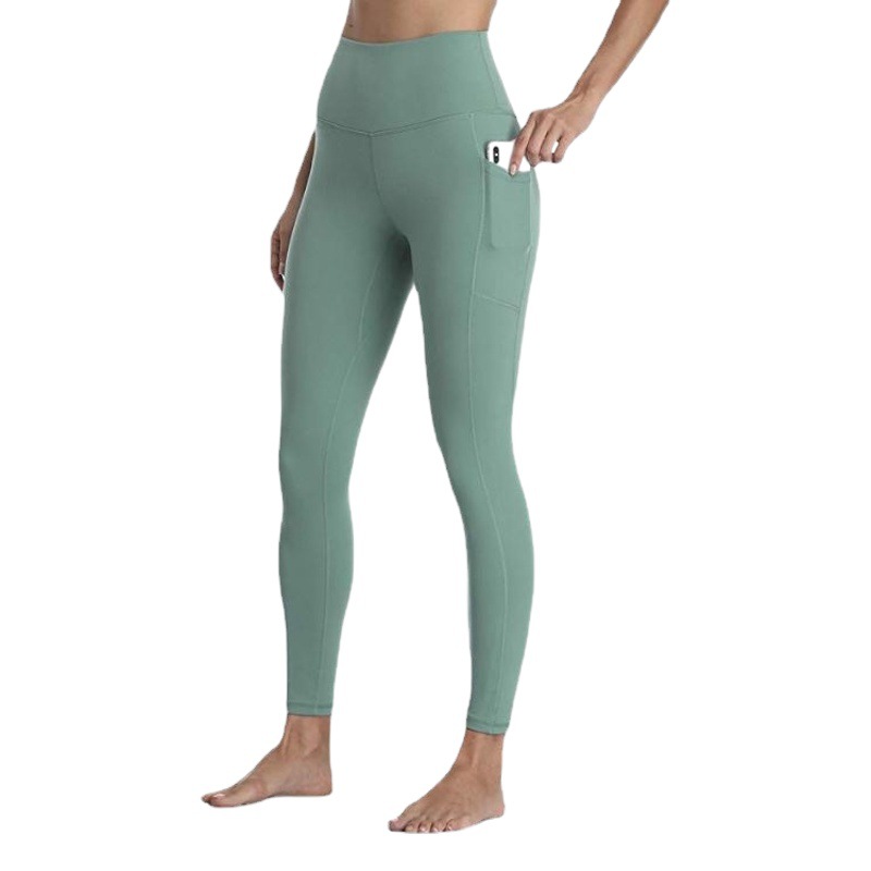 High Waist Belly Pocket Tight Hip High Stretch Belly Peach Women's Leggings Printed Stretch T2020-1