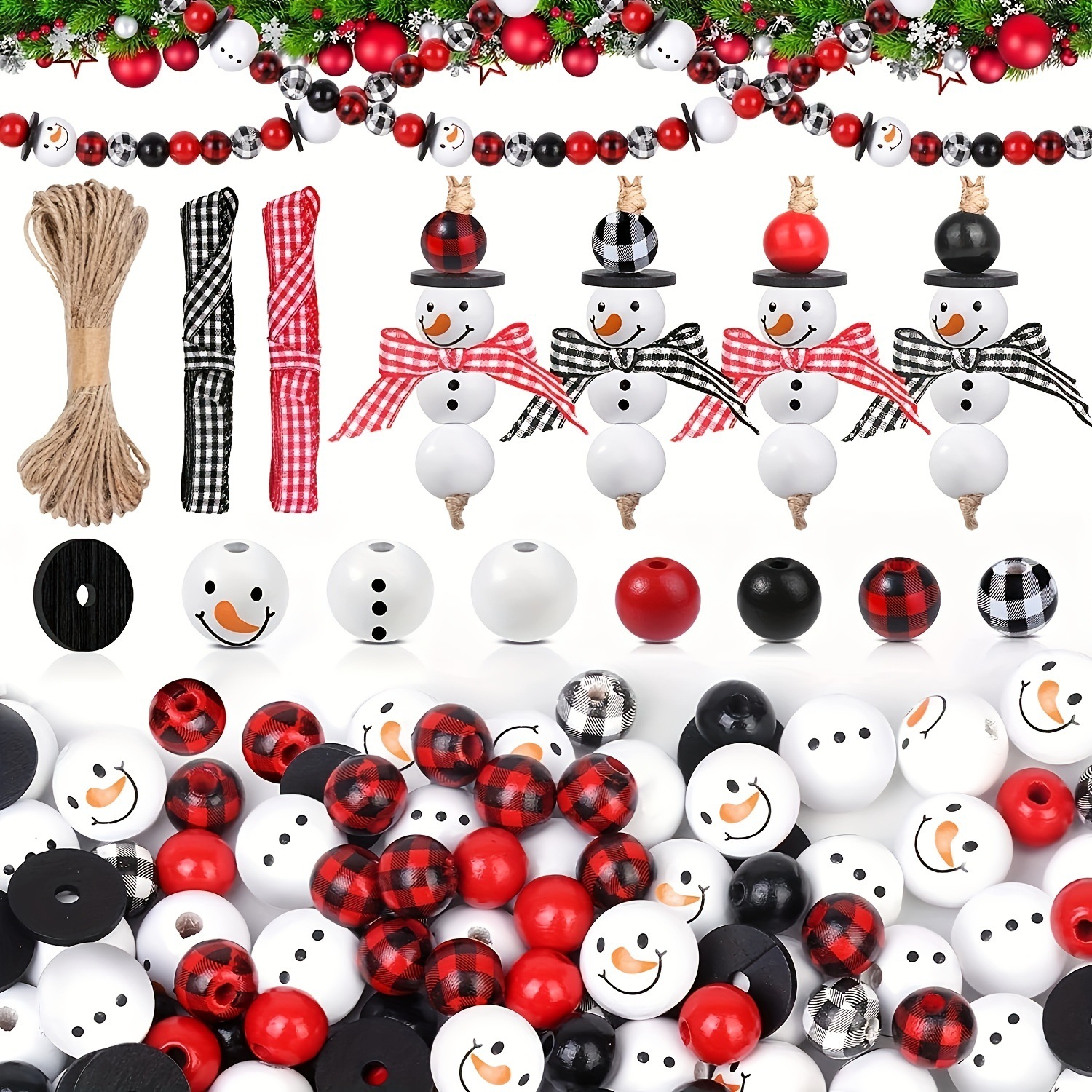 Spot Direct Sales Christmas Theme DIY Beaded Set Colorfulful Wooden Beads Christmas Decoration Festive Breath Christmas Ornaments