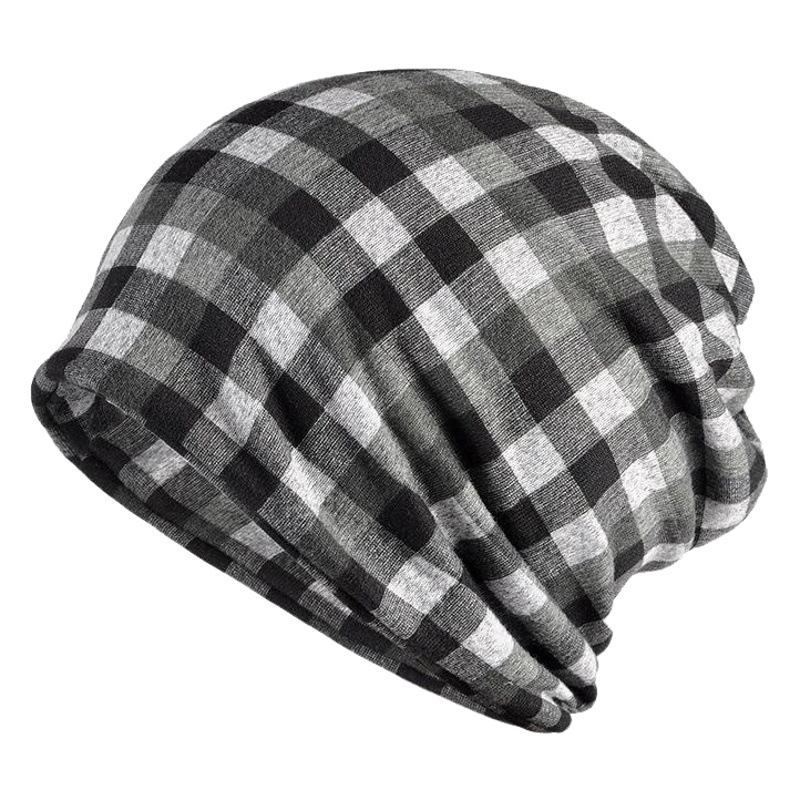 Hat Men's Spring and Autumn Winter Pullover Cap Warm Baotou Cap Women's Korean-style Striped fleece-lined Scarf Wind-proof Cap Stack Cap