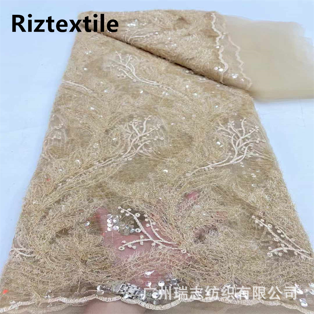 New Style Maomao Rope Sequin Embroidered Mesh Embroidered Cloth African dress Fashion Stage Clothing Lace Fabric