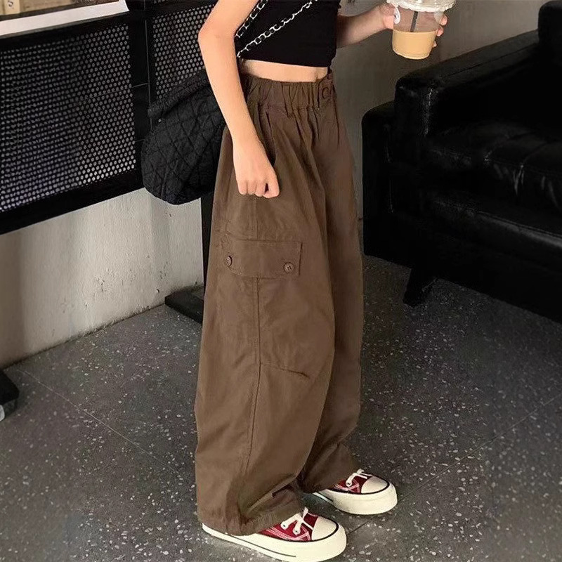 South Korea Children's Wear Girls' Cargo Pants Autumn Casual Pants New 2023 Children's Pants Loose All-match Trendy Trousers