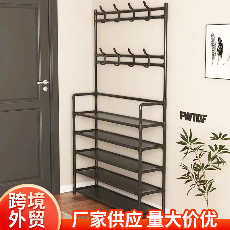 Simple shoe rack door household integrated multi-layer storage shoe rack shoe cabinet occupies a small group of shoe and hat racks