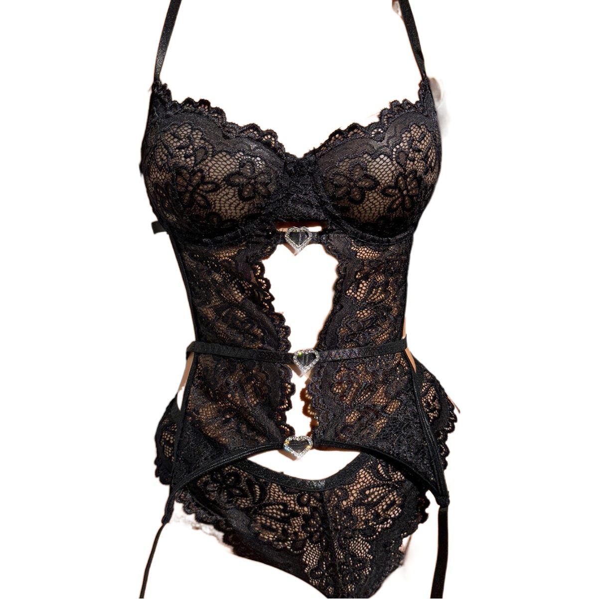 Cross-border supply European and American Foreign trade sexy lingerie sexy women's lace one-piece backless strap lingerie sexy suit