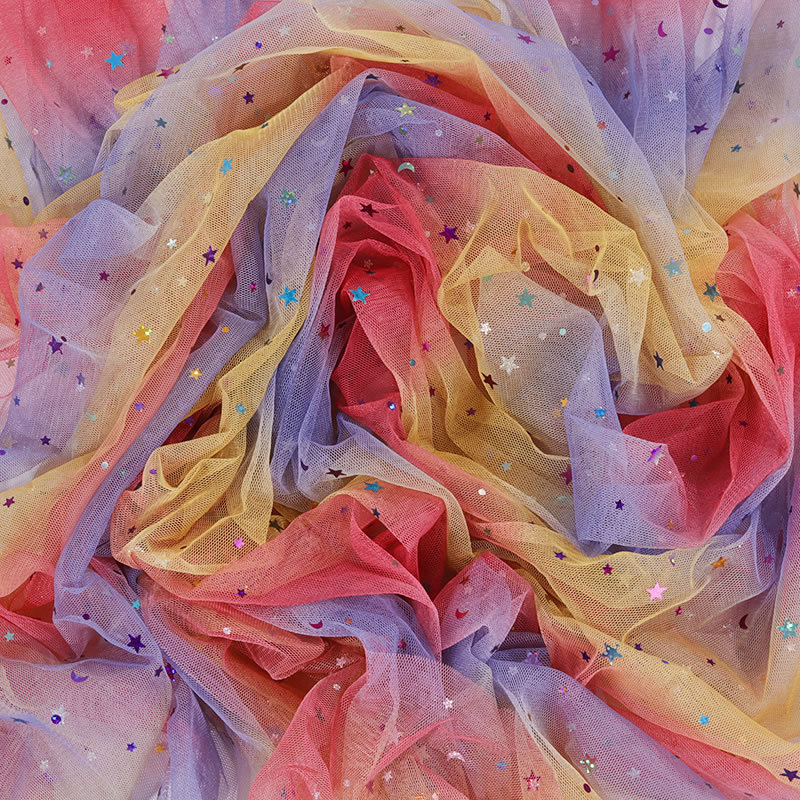 Picture of Scattered Tulle Yarn American Mesh Star Mesh Gauze Love Sequin Bronzing Fabric Mesh Sequin Fabric