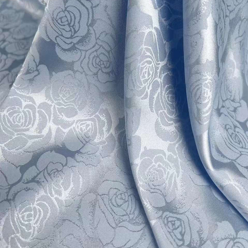 Chinese-Style Rose Dark Pattern Satin Jacquard Fabric New Chinese Tang Suit Hanfu Cheongsam Suspender Skirt Fabric