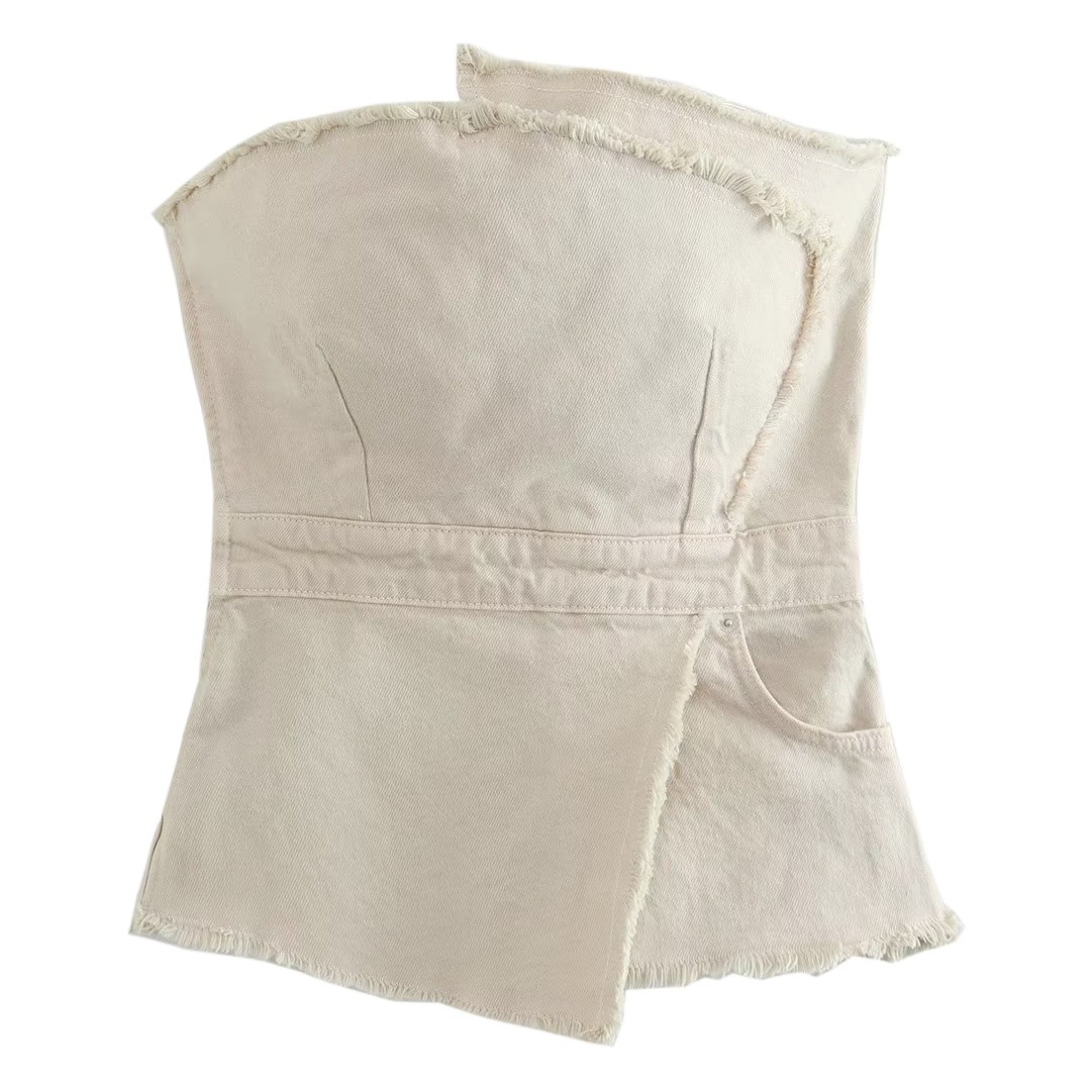 2024 New Autumn Products European and American Cross-Border Women's Asymmetrical Raw Edge Bodysuit + Skirt Suit W025 9693