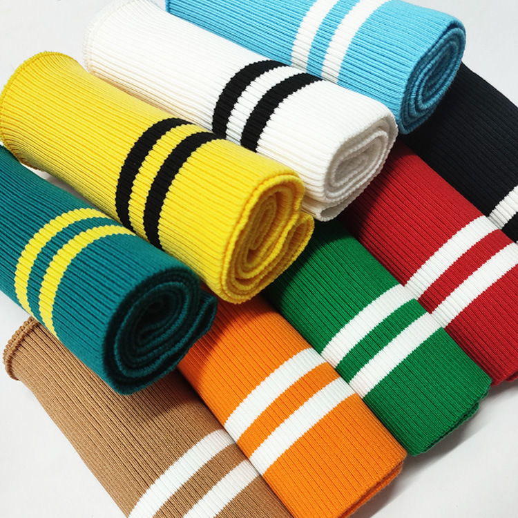 Striped Cotton Stretch Rib Fabric Down Jacket Coat Collar Cuff Hem Cuff Thickened Threaded Cloth