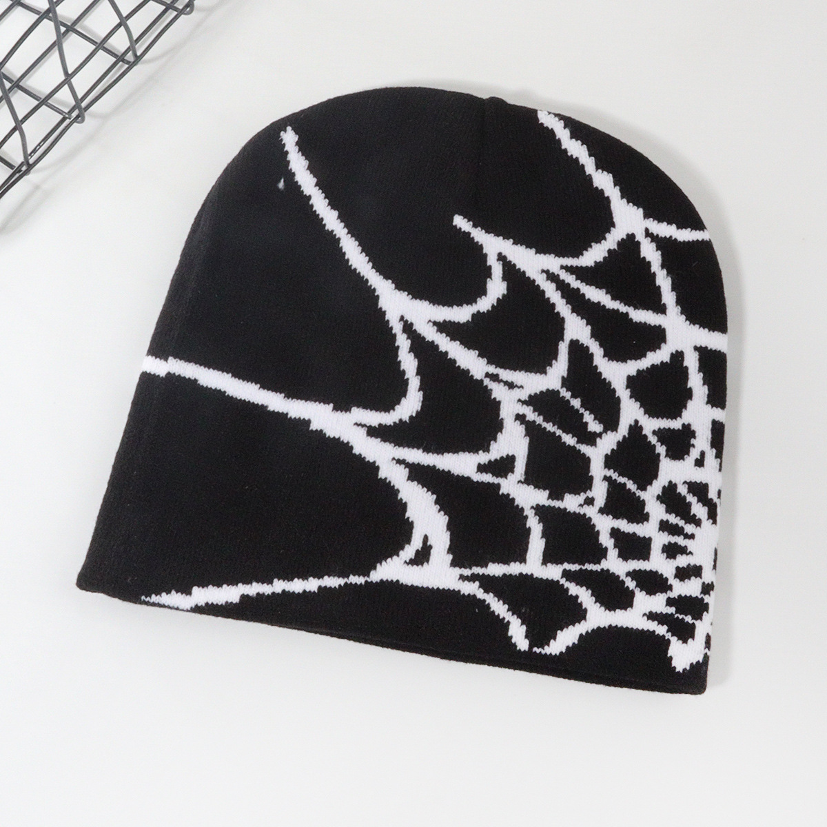 Picture of Hot sale spider web Y2K foreign trade knitted hat European and American hat trend winter hat jacquard special cross-border factory straight hair