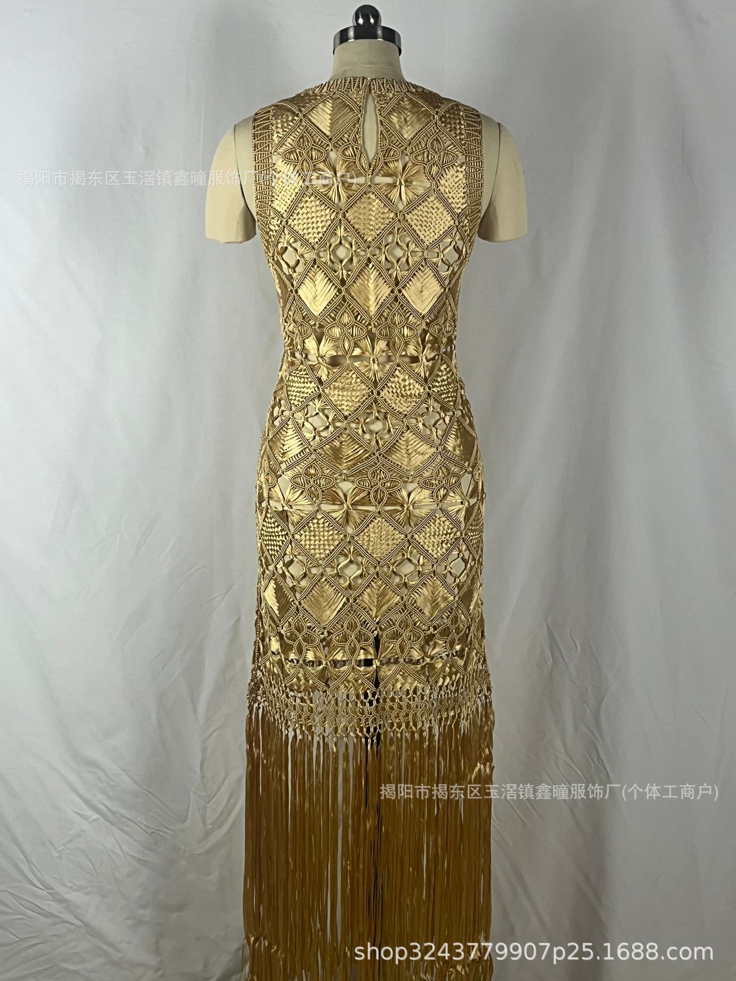 Picture of 43381/0 Intangible Cultural Heritage Tassel Dress Amazon's Popular Hand-Knitted Tassel Dress High-End Banquet Dress