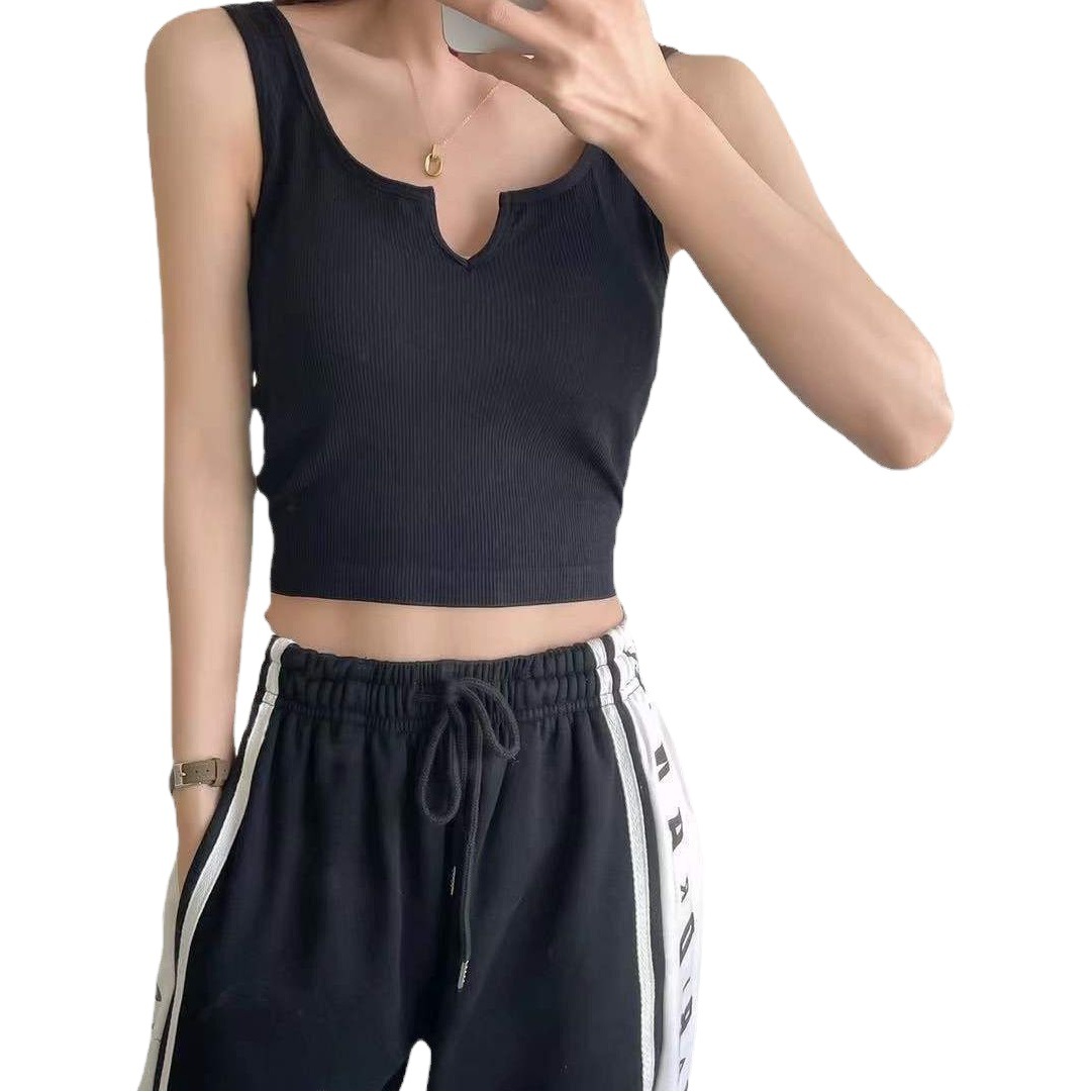 Summer New Internet Celebrity Same Style Deep V-neck Wide Shoulder Beautiful Back Wrap Chest Fixed Coaster All-match Slim-fit Outer Wear Underwear for Women