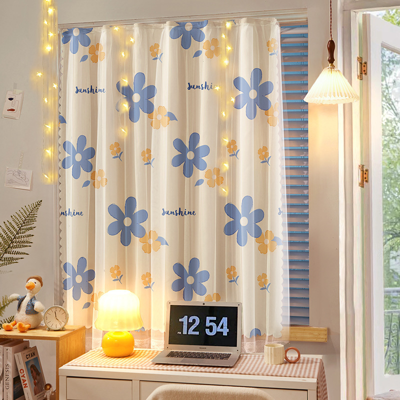 Picture of Double-layer strong shading curtain non-perforated living room bedroom finished curtain hotel bay window printed fabric curtain wholesale