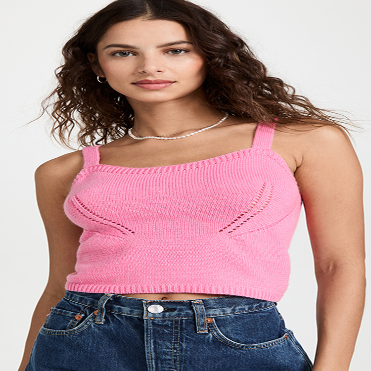 Amazon 2022 Europe and the United States cross-border new Amazon summer women's solid color sports knitted casual knitted sling