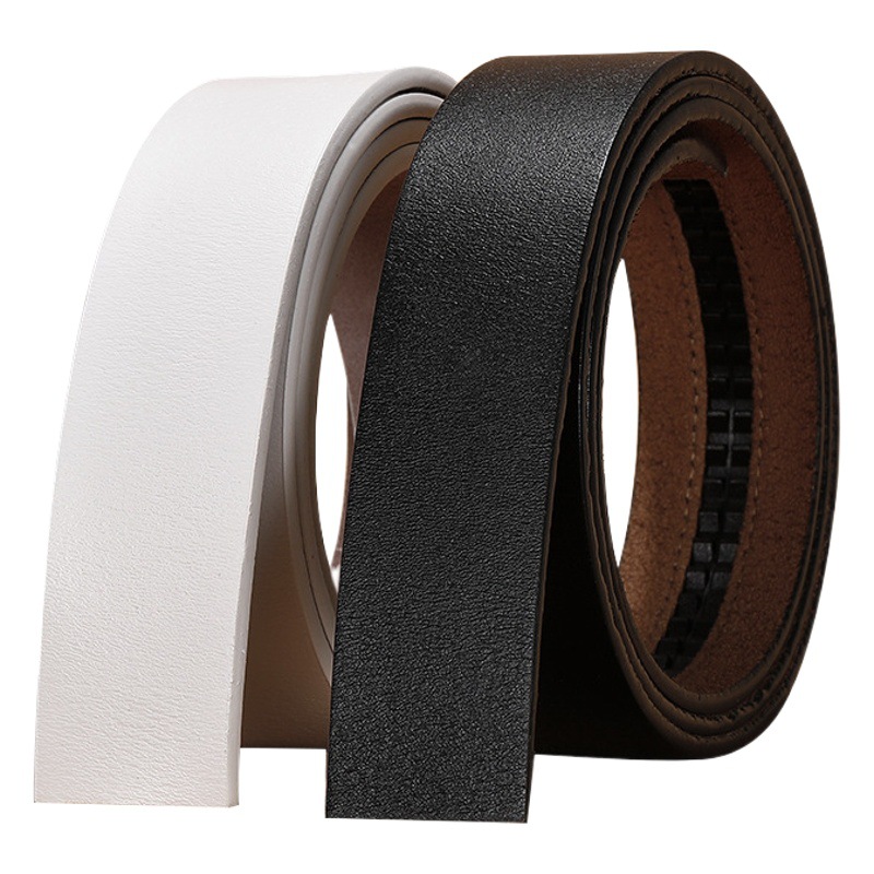 Headless Belt Men's Genuine Leather Automatic Buckle Two-Layer Cowhide Retro Belt Extended Buckleless Belt Belt Strip Without Head