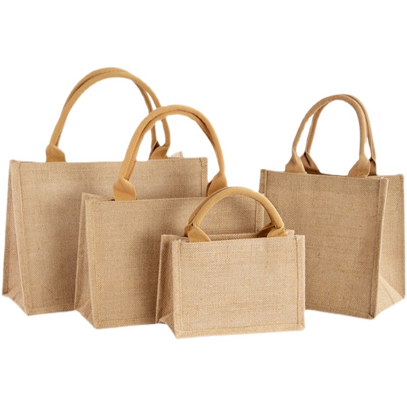 Spot wholesale diy transformation green shopping bag jute bag tote bag linen bag sack logo