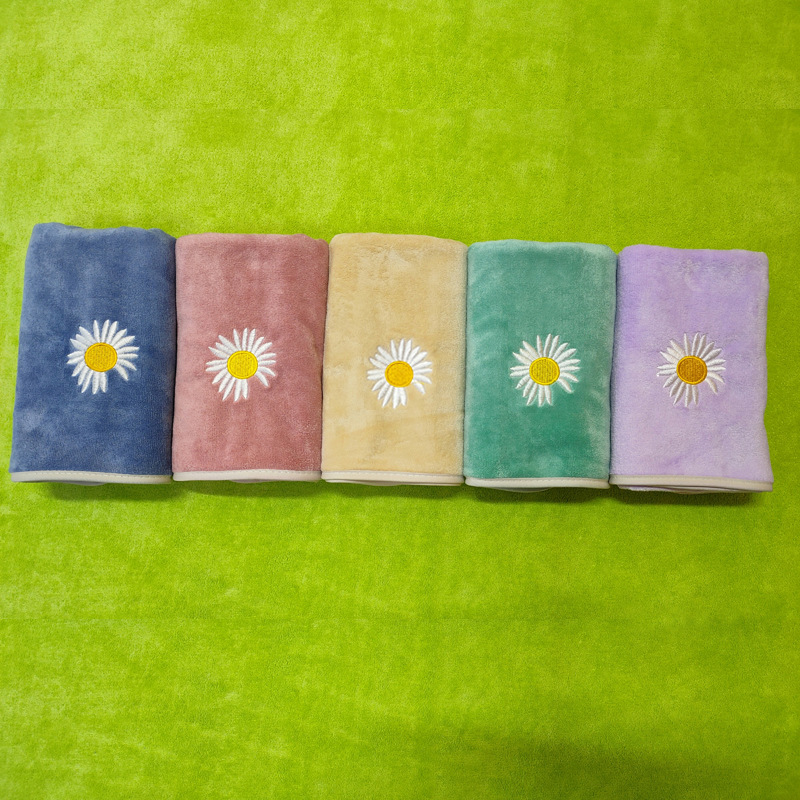 Thickened Absorbent Polyester Brocade Fiber Face Washing Large Towel Household Face Towel Soft Cyber Popular Daisy Edge Wrap