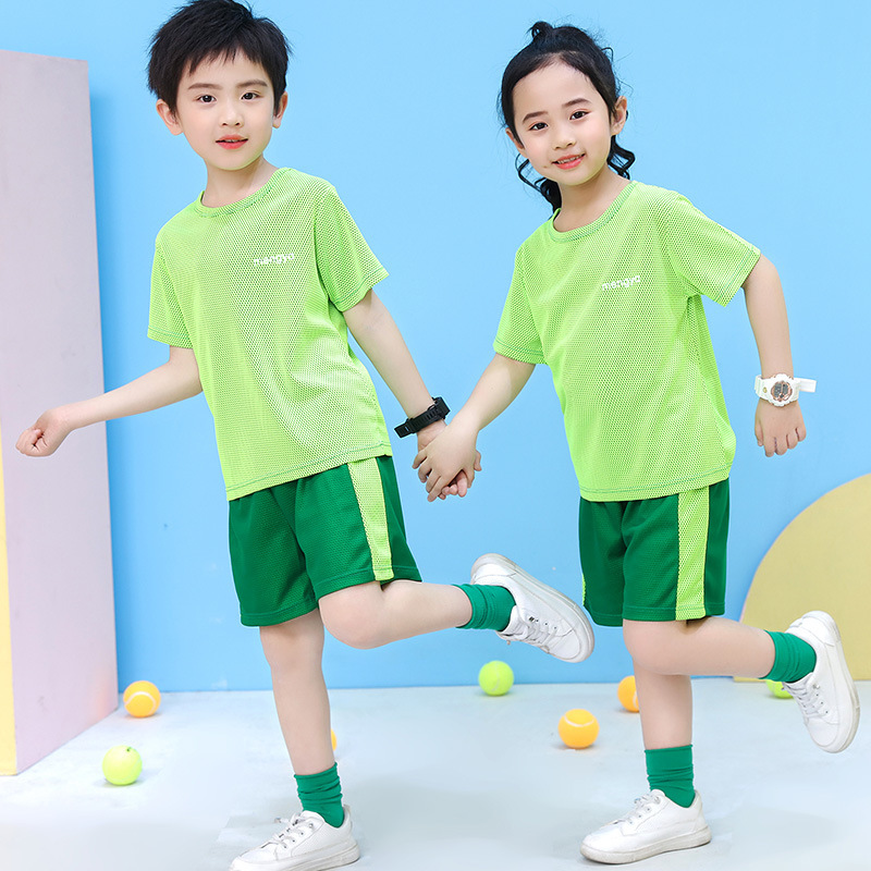 2024 Summer thin boys and girls fashion sports short-sleeved shorts two-piece Children's casual solid color vest suit