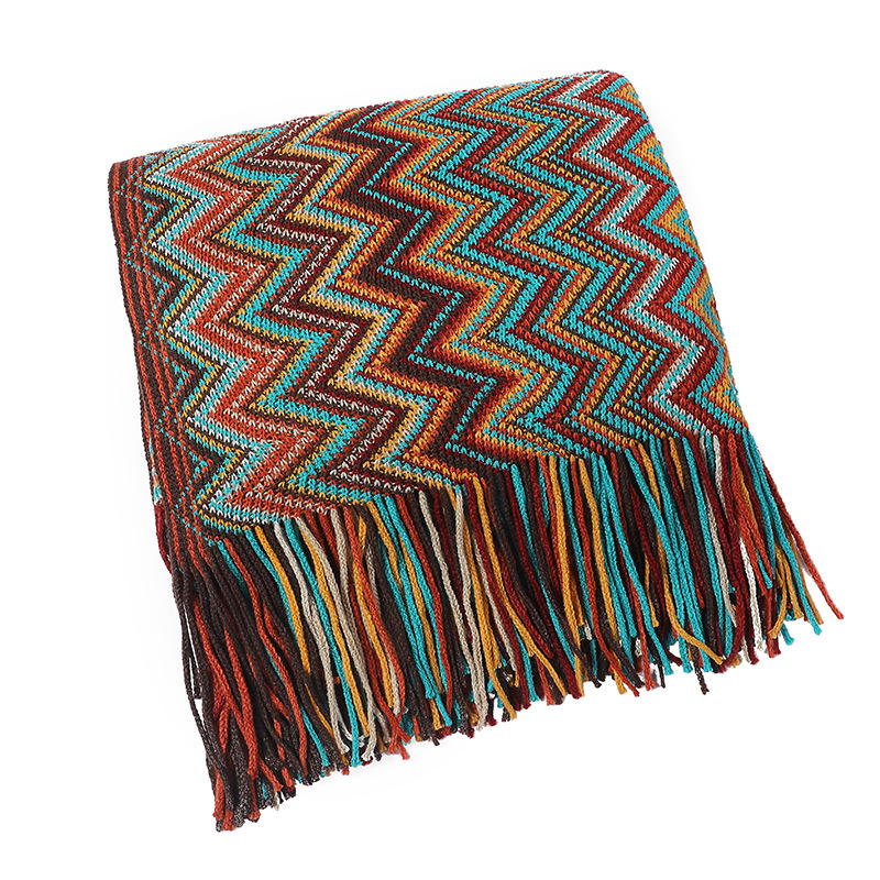 Picture of Bohemian Sofa Blanket Autumn and Winter Knitted Blanket Lazy Travel Shawl Office Bed End Nap Thin Blanket