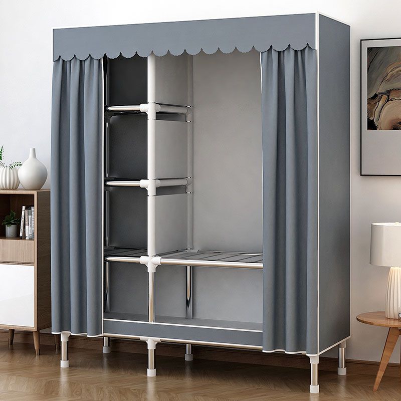 Simple Wardrobe Home Bedroom Cloth Wardrobe for Rent Simple Modern Full Steel Frame Wardrobe for Durable Assembly