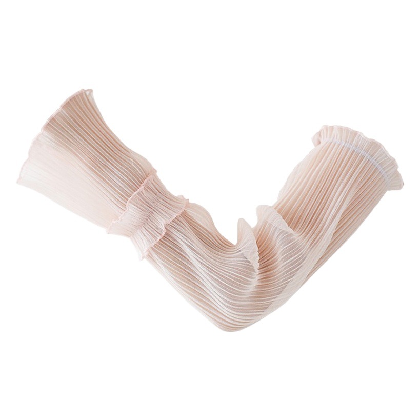 Lace Trim Arm Sleeves Summer Ice Silk Sun Protection Gloves Thin Uv Protection Sleeves Long Puff Sleeves